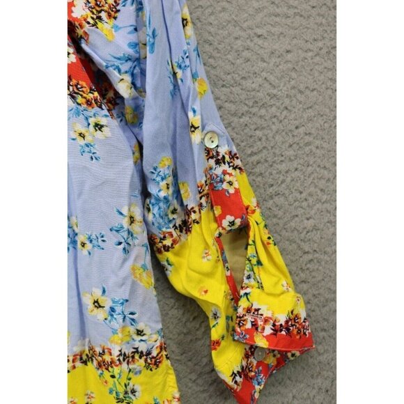 Fig & Flower Long Sleeve Button-Up Floral Blouse-P/S-Cottagecore-Mixed Prints - Picture 10 of 11